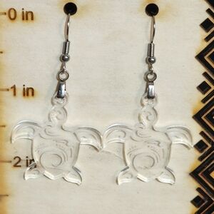 Crystal Sea Turtle Acrylic Drop Earrings